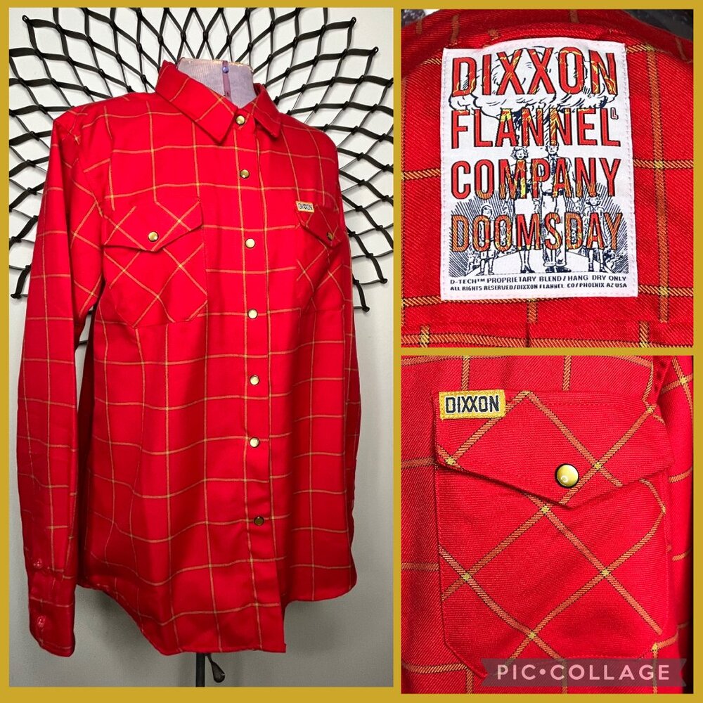 Dixxon Flannel Co. Women's DOOMSDAY Long Sleeve Red/Gold Flannel Shirt LRG